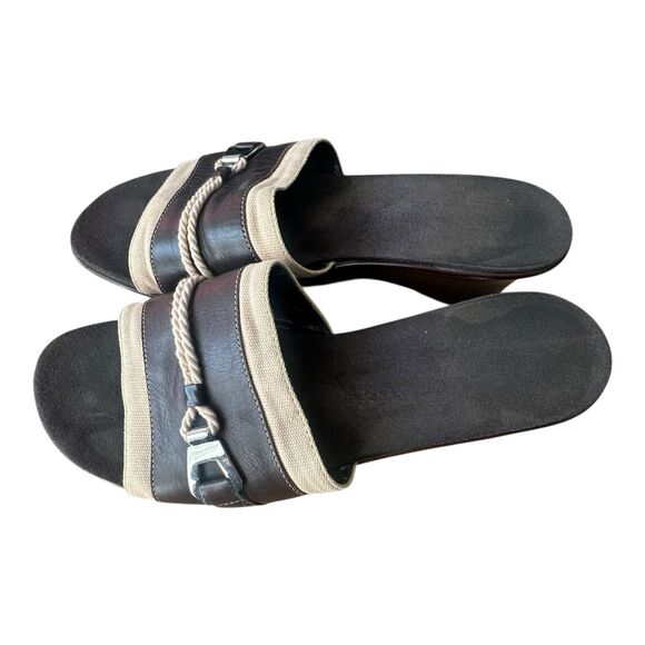 Aerosoles Leather Canvas Nautical Rope Sandals Size 9M - Picture 1 of 7
